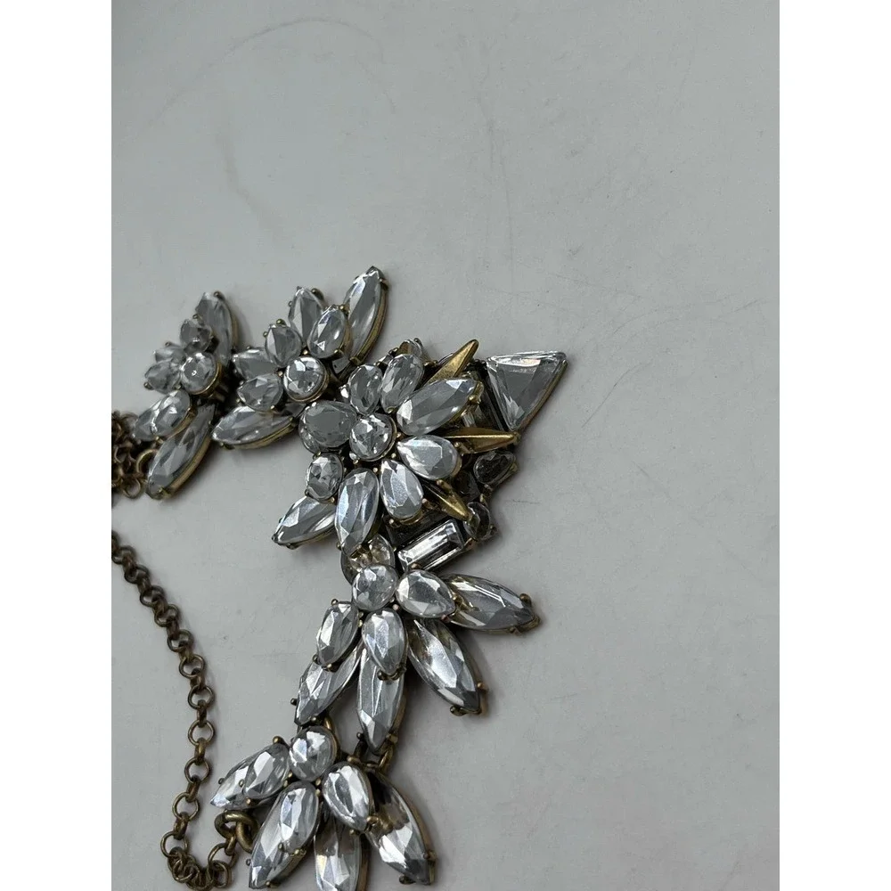 J. Crew Glass Sunburst Mirror‎ Floral Stacked Statement Necklace